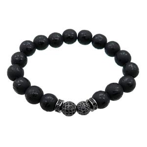 black Onyx Agate Bracelet, stretchy, approx 10mm dia