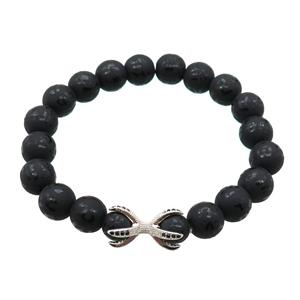 black Onyx Agate Bracelet, stretchy, approx 10mm dia