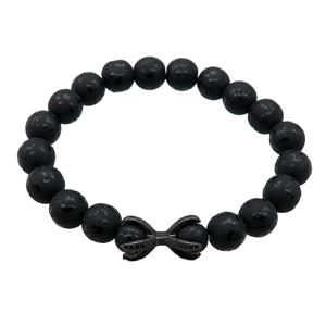 black Onyx Agate Bracelet, stretchy, approx 10mm dia