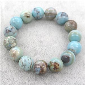 dye Agate Bracelet, turq, stretchy, approx 14mm