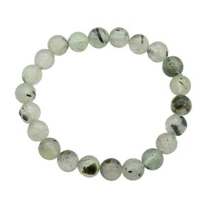 green Prehnite Bracelet Stretchy Round, approx 8mm dia