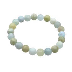 Multicolor Aquamarine Bracelet Stretchy Round, approx 8mm dia