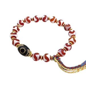 Tibetan Agate Bracelets With Tassel Stretchy, approx 8mm, 10-14mm