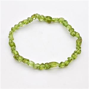 Natural Peridot Bracelet Freeform Stretchy, approx 4-5mm