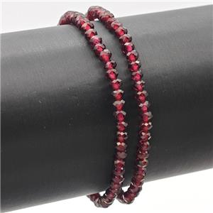 Natural Garnet Bracelet Faceted Rondelle Stretchy, approx 3x4mm