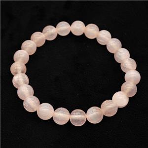 Pink Selenite Bracelet Stretchy Round, approx 8mm