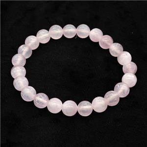 Selenite Bracelet Stretchy Round Pink, approx 8mm