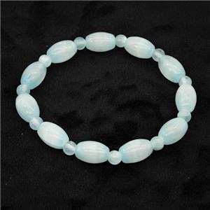 Blue Selenite Bracelet Stretchy Rice, approx 8x12mm