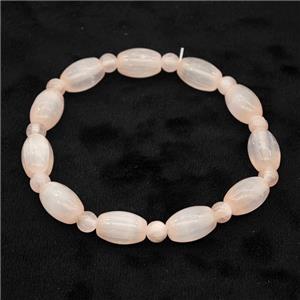 Pink Selenite Bracelet Stretchy Rice, approx 8x12mm