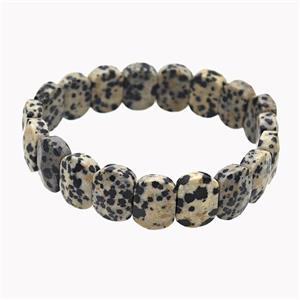 Black Dalmatian Jasper Bracelet Stretchy, approx 11-15mm