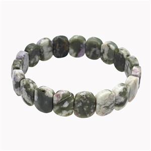 Green Tree Agate Bracelet Stretchy, approx 11-15mm