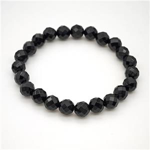 Black Agate Bracelet, Faceted Round, approx 8mm