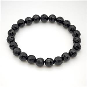 Black Agate Bracelet, Faceted Round, approx 8mm