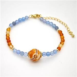 Tibetan Agate Bracelet, Round, approx 12mm, 4mm