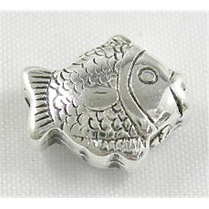 CCB Silver Plastic Fish Bead, Nickel Free, 13x15mm