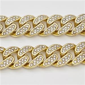 Alloy Chain Micro Pave Rhinestone Gold Plated, approx 13-14mm