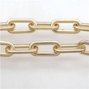 alloy paperclip chain, gold plated, approx 12-27mm, 3mm dia