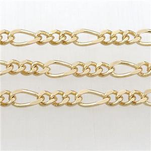 Brass chain, gold plated, approx 5-6mm, 5-10mm