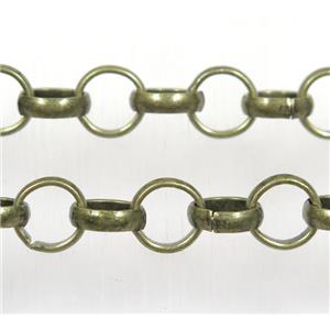 iron Rolo Chain, antique bronze, approx 10mm dia