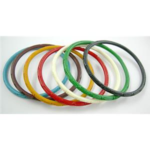 Carved Cinnabar (imitation)  Bangle, mix colours, 7.5cm dia, 7 pcs per set