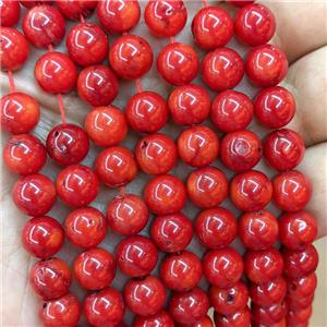 Natural Red Coral Beads Smooth Round C-Grade, approx 9mm
