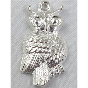 Tibetan Silver Owl Charms pendants, silver plated, 20x35mm