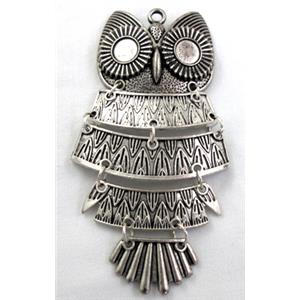 Tibetan Silver Owl Charms pendants, 50x90mm