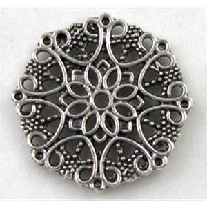 Tibetan Silver spacers, Non-Nickel, Zn alloy, 22mm dia