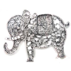 Tibetan Silver elephant charm, Lead and nickel Free, 90x70mm