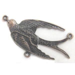 Tibetan Silver bird pendants, Lead and nickel Free, bronze, 40x20mm