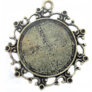 Tibetan Silver bezel tray, Lead and nickel Free, bronze, 40mm dia