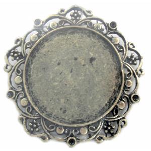 Tibetan Silver bezel tray, Lead and nickel Free, bronze, 40mm dia