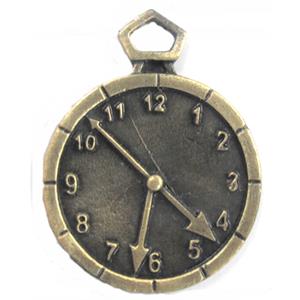 Clock charm, Tibetan Silver pendant, Lead and nickel Free, 30mm dia