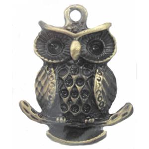 Owl charm, Tibetan Silver pendants, Lead and nickel Free, 32x36mm