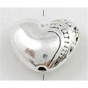 tibetan silver heart beads, Non-Nickel, approx 9mm dia