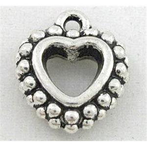 tibetan silver heart pendant, Non-Nickel, approx 11x12mm