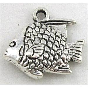 tibetan silver alloy fish pendant, Non-Nickel, approx 18x16mm