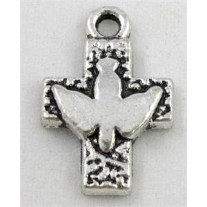 tibetan silver cross pendant, Non-Nickel, approx 16x23mm