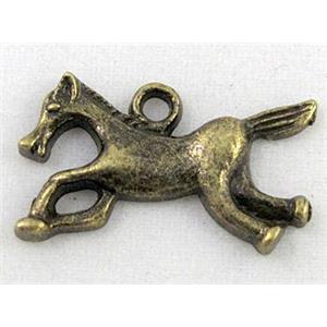 Tibetan silver horse pendants, Non-nickel, antique bronze, approx 13x23mm