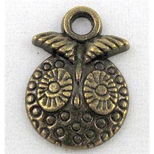 Tibetan silver owl pendants, Non-nickel, antique bronze, approx 13x18.5mm