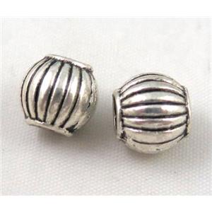 round bead, tibetan silver Non-Nickel, approx 10-14mm, 5mm hole