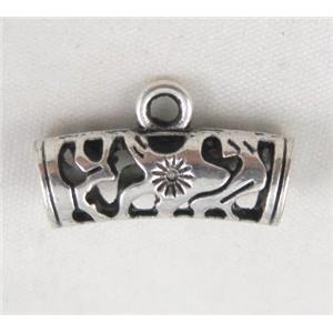 Tibetan silver hanger bead, Non-Nickel, approx 9x20mm, 6mm hole