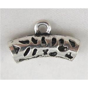 Tibetan silver hanger bead, Non-Nickel, approx 7x20mm, 4mm hole