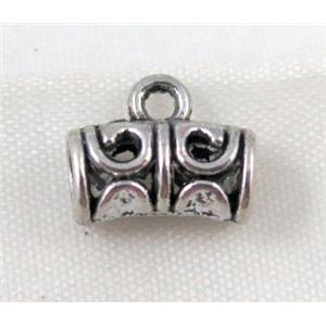 Tibetan silver hanger bead, Non-Nickel, approx 6.5x12mm, 3mm hole