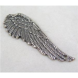 Tibetan silver angel wing pendant, Non-nickel, approx 16x50mm