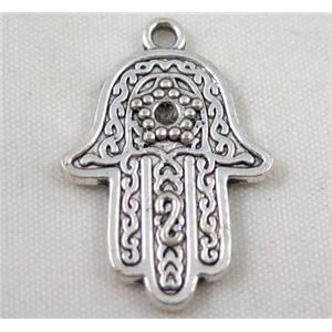 Tibetan silver hamsahand pendant, Non-nickel, approx 18x28mm