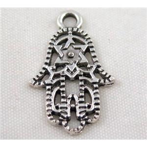 Tibetan silver hamsahand pendant, Non-nickel, approx 15x25mm