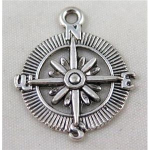 Tibetan silver pendant, Non-nickel, approx 21mm dia