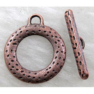 Antique Red Tibetan Silver toggle clasps, 16mm dia, stick:20mm length