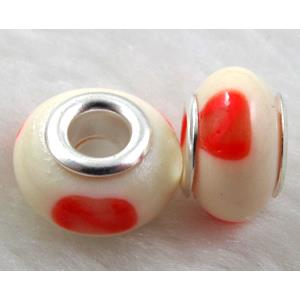 Fimo Polymer Clay Beads, 15-16mm dia, 9-10mm thick, hole:5.5mm